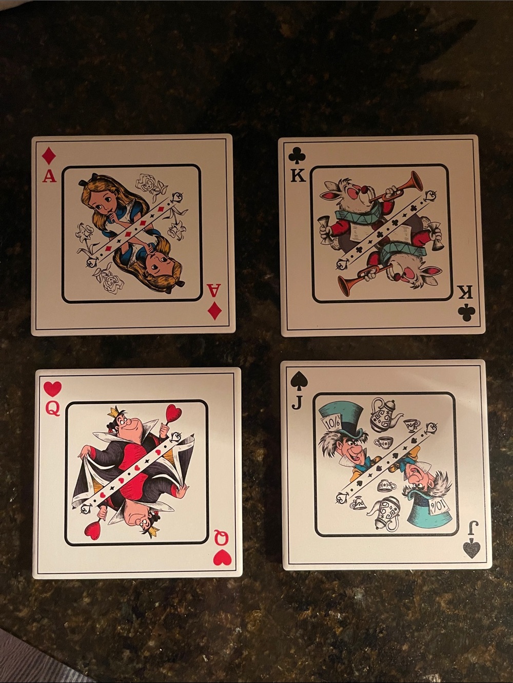 Alice in Wonderland Themed Coaster Set of Four - 4 inches